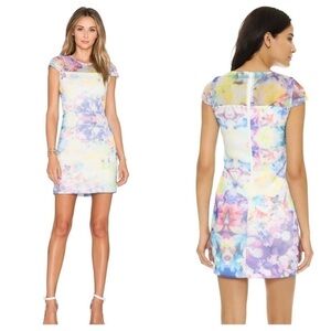 NWT Parker Color Splash Neon Floral Mesh Cap Sleeve Dopamine Dress Xs